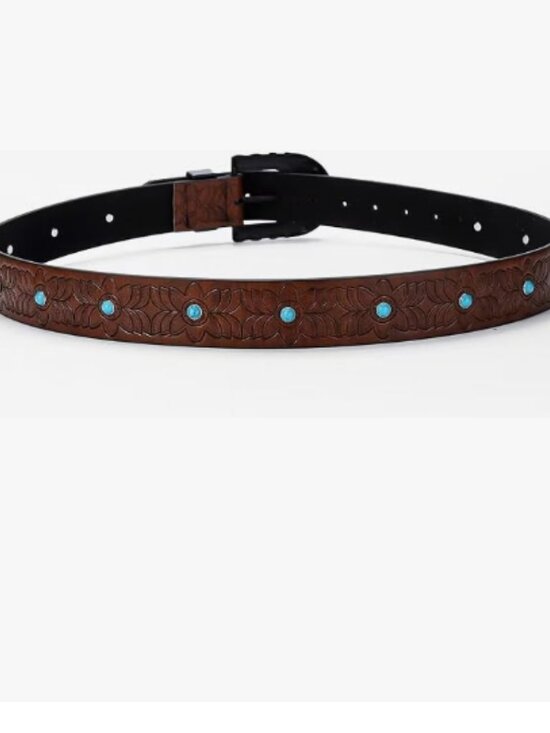 Genuine Leather Western Belt Boho Chic Adjustable Buckle Accessory main image 5